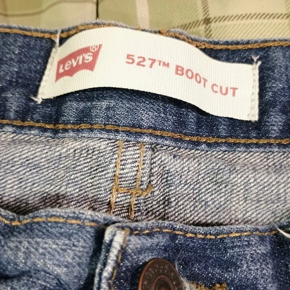 Levis 527‎ Slim Bootcut Mens Jeans Medium Wash Blue Denim 30x25